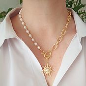 Украшения handmade. Livemaster - original item Pearl jewelry: Golden sun. Handmade.