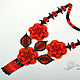 Decoration on the neck beaded Fire flowers, Necklace, Novosibirsk,  Фото №1