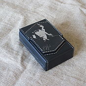 Leather case-keychain for a lighter with the sign of Capricorn