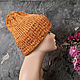 Women's knitted hat, beanie, slouchy hat, pumpkin, warm hat, Caps, Ozersk,  Фото №1