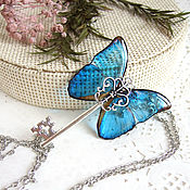 Украшения handmade. Livemaster - original item Transparent Key Pendant Blue Butterfly Vintage Key Chain Boho 2. Handmade.