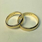Украшения handmade. Livemaster - original item A pair of 585 lemon gold engagement rings with engraving. Handmade.