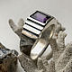 Men's silver ring charm with Amethyst handmade, Rings, Moscow,  Фото №1