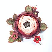 Украшения handmade. Livemaster - original item Morning of the Burgundy Valley Brooch Handmade Flowers made of fabric and leather. Handmade.