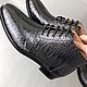Shoes with brogation made of genuine crocodile leather, in black!. Boots. SHOES&BAGS. My Livemaster. Фото №6