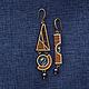 Long asymmetrical earrings with a bell blue, Earrings, Smolensk,  Фото №1