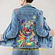 Copy of Denim jacket in the style of pop art "pit bull"hand-painted, Outerwear Jackets, Bryansk,  Фото №1