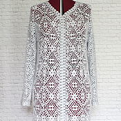 Одежда handmade. Livemaster - original item Cashmere silk cotton knitted summer coat cardigan blue gray hook. Handmade.