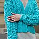 Bomber jacket: Women's knitted bomber turquoise large knit in stock. Bombers. Kardigan sviter - женский вязаный свитер кардиган оверсайз. Online shopping on My Livemaster.  Фото №2