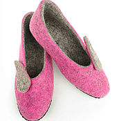 Обувь ручной работы handmade. Livemaster - original item Gray-pink felted Slippers. Handmade.