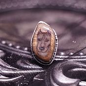 Украшения handmade. Livemaster - original item Ring with a painting on a stone. Dog portrait photo. Lacquer miniature. Handmade.