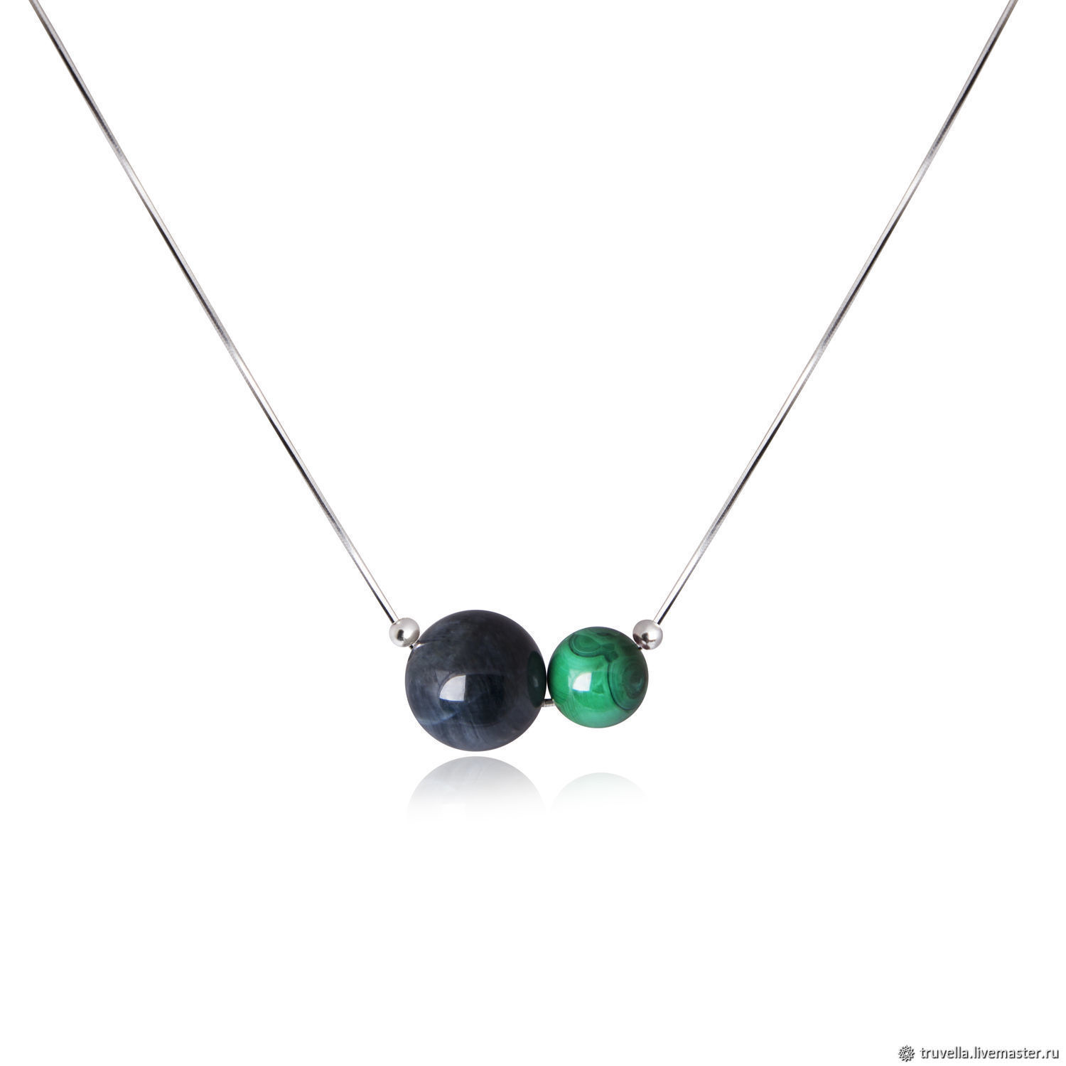Malachite/Hawkeye - Duo Necklace made of natural stones. Art.№37, Necklace, Moscow,  Фото №1