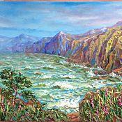 Картины и панно handmade. Livemaster - original item Oil painting About Mountains Sea Seascape painting on Canvas as a gift. Handmade.