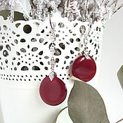 Украшения handmade. Livemaster - original item Asymmetric earrings with Real Petals of a Burgundy Rhodium Rose. Handmade.