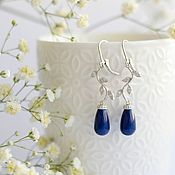 Украшения handmade. Livemaster - original item Twig earrings with Swarovski blue pearls. Handmade.