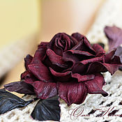 Украшения handmade. Livemaster - original item Rose leather Marsala flower Brooch the Queen of the night decoration of the skin. Handmade.