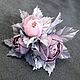 Morning Valley roses Brooch-handmade bouquet made of fabric, Brooches, St. Petersburg,  Фото №1