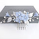 Wedding comb with blue flowers and silver leaves handmade, Hair Decoration, Leninogorsk,  Фото №1