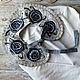 Removable linen collar embroidered with beads with roses, blue. Collars. ZanKa. Online shopping on My Livemaster.  Фото №2