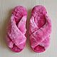 Sheepskin Slippers for women pink ' Crosswise', Slippers, Moscow,  Фото №1