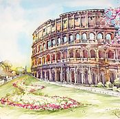Картины и панно handmade. Livemaster - original item Watercolour The Colosseum Italy. Handmade.