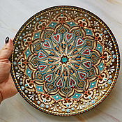 Посуда handmade. Livemaster - original item Bronze decorative plate on the shelf. Dot painting.. Handmade.