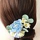 Jewelry in the hairstyle wedding comb with blue peonies and hydrangea. Hair Decoration. Flowesforever. Online shopping on My Livemaster.  Фото №2