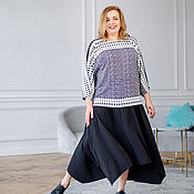 Одежда handmade. Livemaster - original item Seth: Black floor length skirt 4 wedges on a crepe yoke and a Polka dot blouse. Handmade.