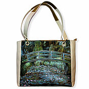 Сумки и аксессуары handmade. Livemaster - original item Leather green white bag `Claud Monet. Japanese bridge". Handmade.