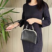 Сумки и аксессуары handmade. Livemaster - original item Handbag with a black leather clasp for a reptile. Handmade.
