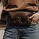 Поясная сумка из натуральной кожи коричневого цвета, Поясная сумка, Красноярск,  Фото №1