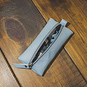Сумки и аксессуары handmade. Livemaster - original item The housekeeper with a zipper made of blue leather. Handmade.