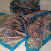 Винтаж handmade. Livemaster - original item Print scarf, 100% silk, vintage India. Handmade.