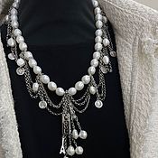 Ожерелье жемчужное с цепями