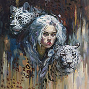 Картины и панно handmade. Livemaster - original item Oil painting on canvas White Leopard | Buy an oil painting. Handmade.