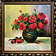 Painting ' Roses»A picture of roses in a vase.Canvas. Oil, Pictures, Sergiev Posad,  Фото №1