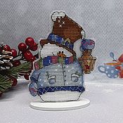 Для дома и интерьера handmade. Livemaster - original item Cross stitch magnets Snowmen. Handmade.