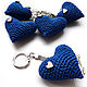 Keychain 5 cm Knitted heart blue, Key chain, Moscow,  Фото №1