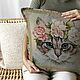 Pillowcase tapestry decorative cat in roses. Pillowcases. Knitted cozy. My Livemaster. Фото №5