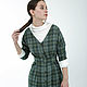 Woolen dress 'Audrey' green cell, Dresses, Moscow,  Фото №1