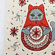 Экомешочек коллекция кошка матрёшка ручная роспись. Хранение вещей. Вера Кондратова (maikavkraske). Ярмарка Мастеров.  Фото №4