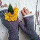 Knitted mitts with teeth gray-lilac. Mitts. Lace knitting workshop. Lidiya.. My Livemaster. Фото №6