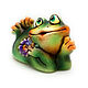 Order Ceramic figurine 'Frog with a flower'. aboka. Livemaster. . Figurines Фото №3