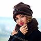Шапка расшитая экомех "Шоколад". Шапки. KUDESNITSA Designer Accessories. Интернет-магазин Ярмарка Мастеров.  Фото №2