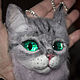 Decoration: cat with green eyes. Pendants. zverki (zverki). Online shopping on My Livemaster.  Фото №2