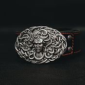 Аксессуары handmade. Livemaster - original item Medusa Gorgon leather belt with ruby inserts. Handmade.