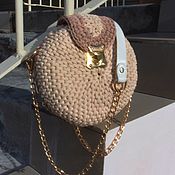 Сумки и аксессуары handmade. Livemaster - original item Crossbody bag: Knitted from polyester cord powder color. Handmade.
