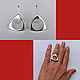 kit. Stylish Triangle Ring and Earrings. Silver 925 sample, Rings, Turin,  Фото №1