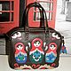 Сумка кожаная "Барышни-матрёшки". Классическая сумка. VICTORIA's BAGS Виктория. Интернет-магазин Ярмарка Мастеров.  Фото №2