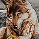 Kit embroidery with beads 'WOLF AND DAISY', Embroidery kits, Ufa,  Фото №1